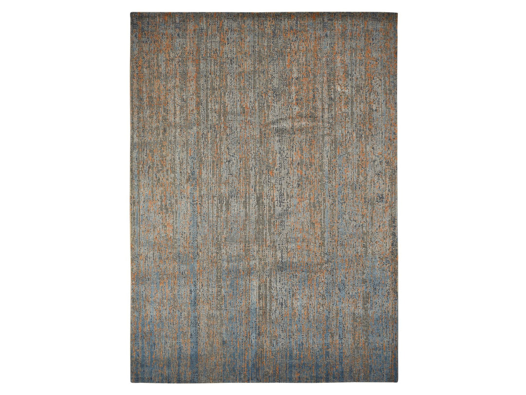 8'10" x 12'2" New Hand Knotted Blue Wool & Silk Rectangle Oriental Rug - MOA10278142