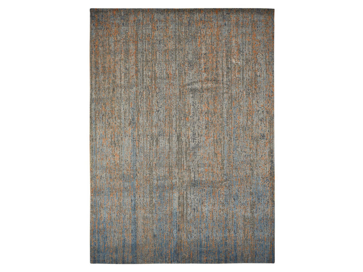 8'10" x 12'2" New Hand Knotted Blue Wool & Silk Rectangle Oriental Rug - MOA10278142