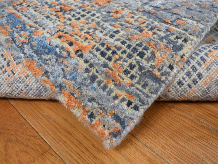 8'10" x 12'2" New Hand Knotted Blue Wool & Silk Rectangle Oriental Rug - MOA10278142