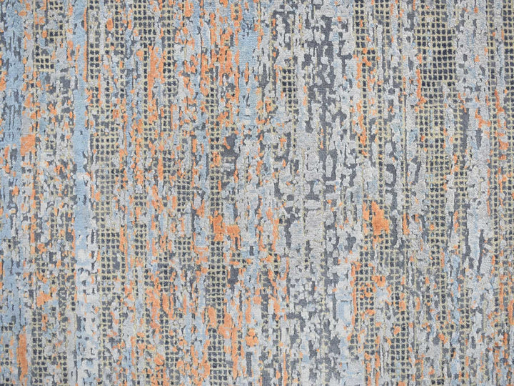 8'10" x 12'2" New Hand Knotted Blue Wool & Silk Rectangle Oriental Rug - MOA10278142
