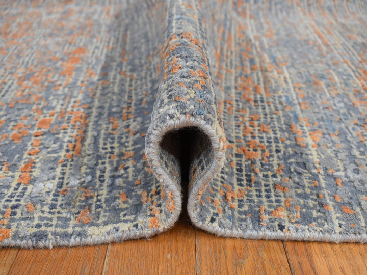 8'10" x 12'2" New Hand Knotted Blue Wool & Silk Rectangle Oriental Rug - MOA10278142