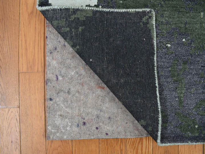8'0" x 9'10" New Hand Knotted Grey Wool & Silk Rectangle Oriental Rug - MOA10278144