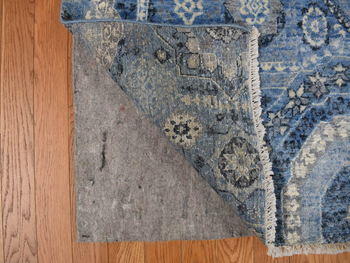 9'0" x 12'4" New Hand Knotted Blue Silk Rectangle Oriental Rug - MOA10278147