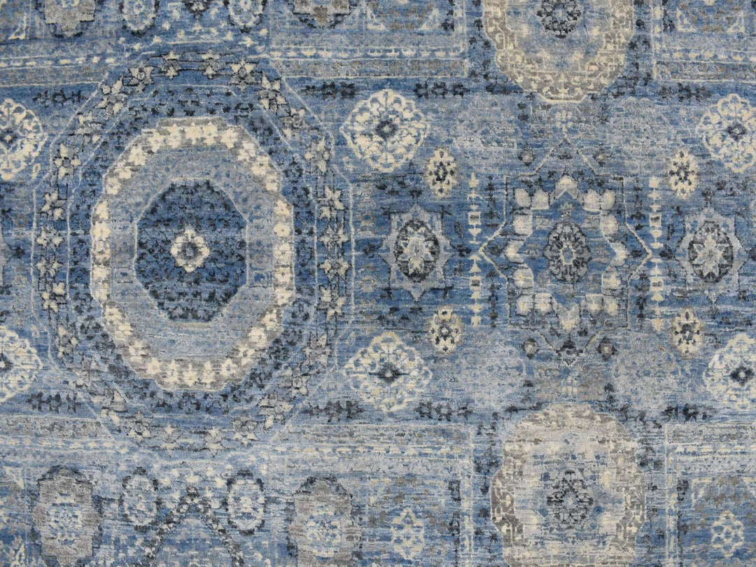 9'0" x 12'4" New Hand Knotted Blue Silk Rectangle Oriental Rug - MOA10278147