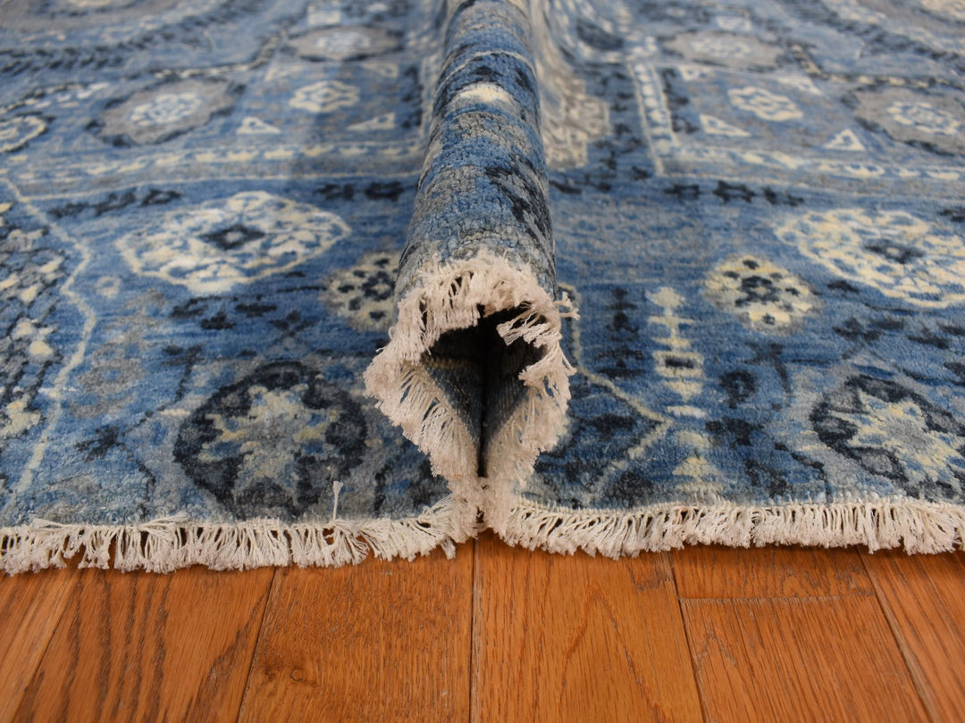 9'0" x 12'4" New Hand Knotted Blue Silk Rectangle Oriental Rug - MOA10278147