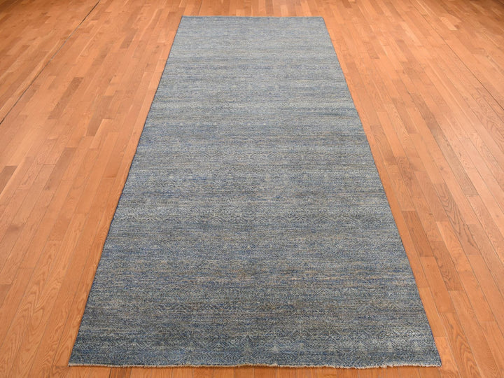 5'0" x 14'0" New Hand Knotted Blue Wool Runner Oriental Rug - MOA10278148