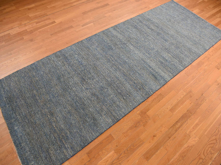 5'0" x 14'0" New Hand Knotted Blue Wool Runner Oriental Rug - MOA10278148