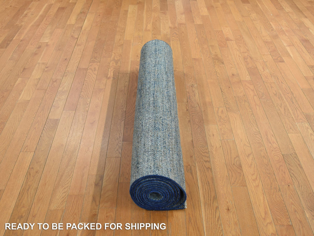 5'0" x 14'0" New Hand Knotted Blue Wool Runner Oriental Rug - MOA10278148