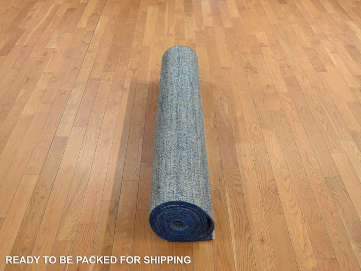 5'0" x 14'0" New Hand Knotted Blue Wool Runner Oriental Rug - MOA10278148
