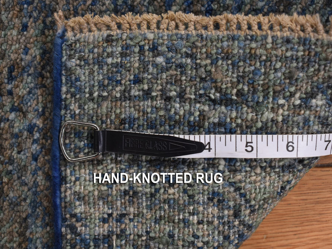 5'0" x 14'0" New Hand Knotted Blue Wool Runner Oriental Rug - MOA10278148
