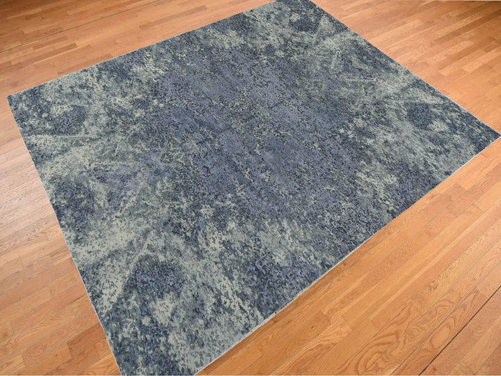 8'0" x 9'8" New Hand Knotted Purple Wool & Silk Rectangle Oriental Rug - MOA10278150