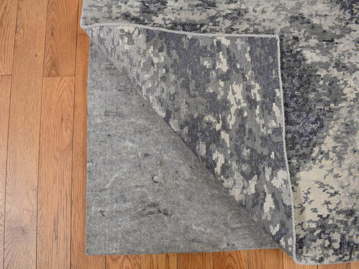 8'0" x 9'8" New Hand Knotted Purple Wool & Silk Rectangle Oriental Rug - MOA10278150