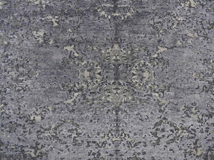 8'0" x 9'8" New Hand Knotted Purple Wool & Silk Rectangle Oriental Rug - MOA10278150