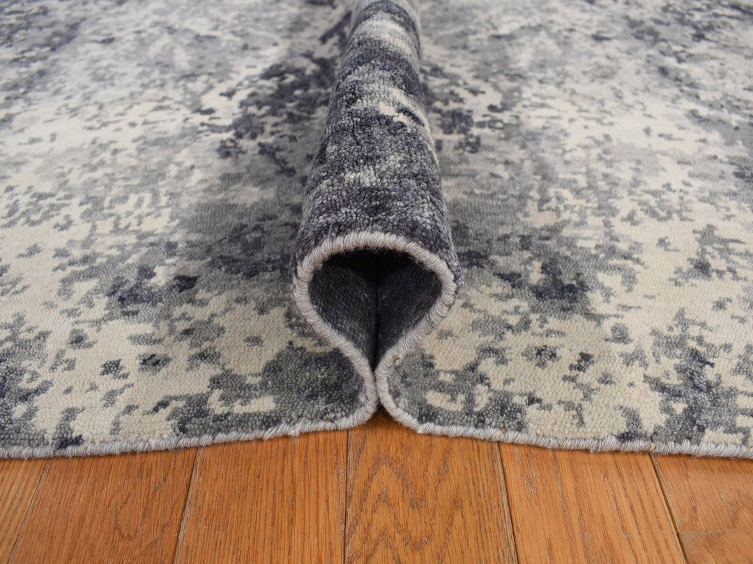 8'0" x 9'8" New Hand Knotted Purple Wool & Silk Rectangle Oriental Rug - MOA10278150