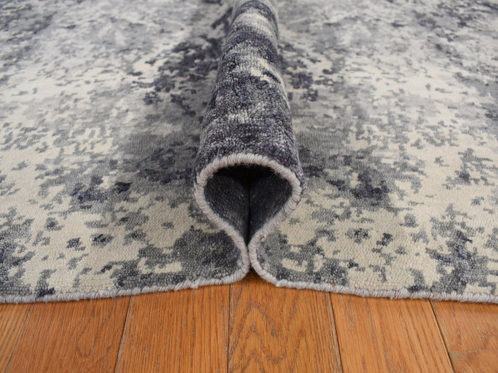 8'0" x 9'8" New Hand Knotted Purple Wool & Silk Rectangle Oriental Rug - MOA10278150