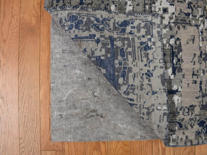 9'0" x 12'0" New Hand Knotted Blue Wool & Silk Rectangle Oriental Rug - MOA10278154