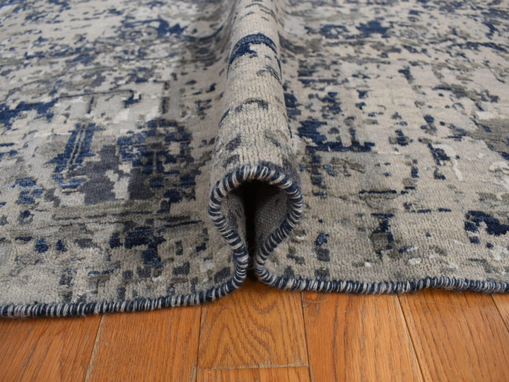 9'0" x 12'0" New Hand Knotted Blue Wool & Silk Rectangle Oriental Rug - MOA10278154