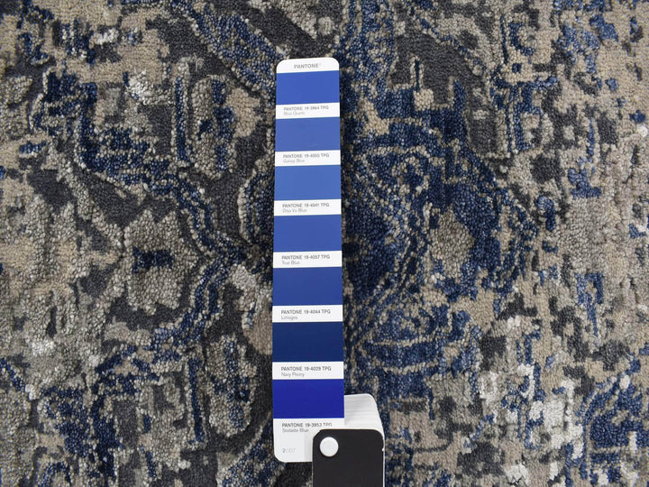 9'0" x 12'0" New Hand Knotted Blue Wool & Silk Rectangle Oriental Rug - MOA10278154