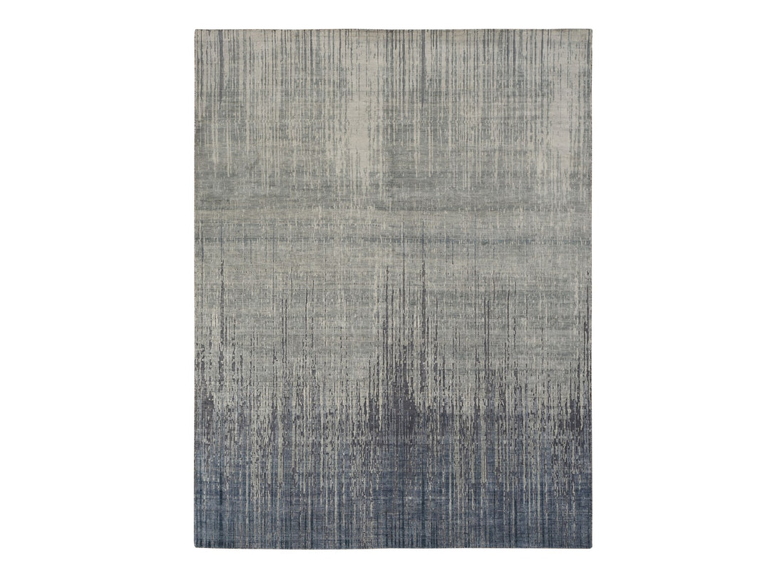 8'0" x 10'4" New Hand Knotted Grey Wool & Silk Rectangle Oriental Rug - MOA10278155