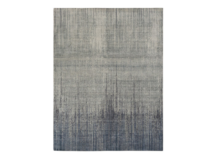 8'0" x 10'4" New Hand Knotted Grey Wool & Silk Rectangle Oriental Rug - MOA10278155
