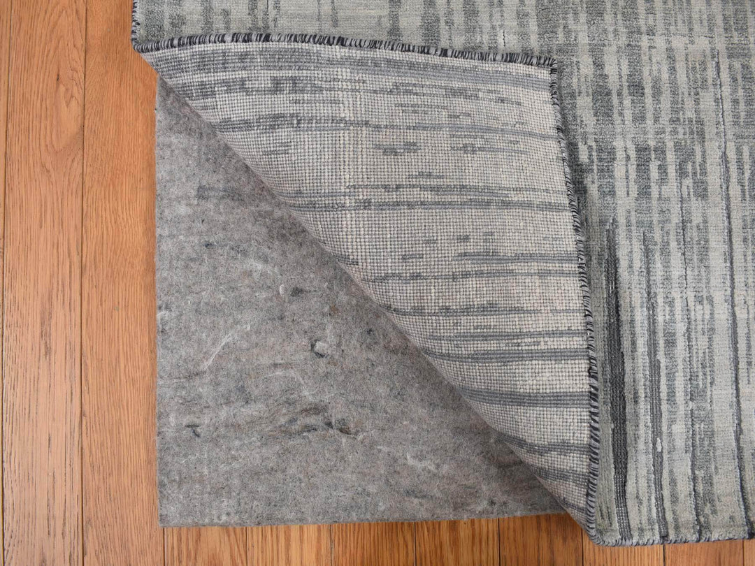8'0" x 10'4" New Hand Knotted Grey Wool & Silk Rectangle Oriental Rug - MOA10278155