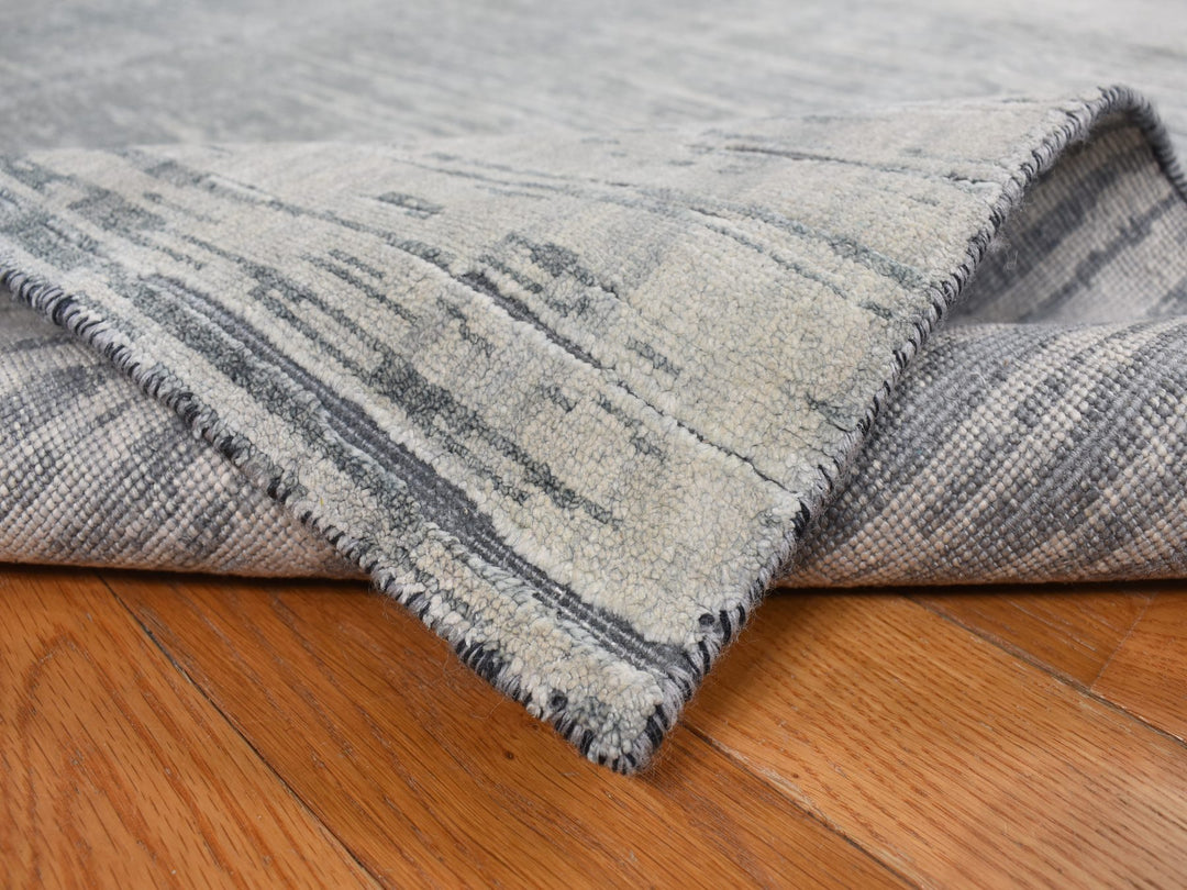 8'0" x 10'4" New Hand Knotted Grey Wool & Silk Rectangle Oriental Rug - MOA10278155
