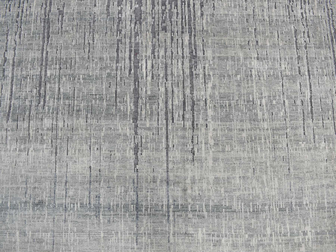 8'0" x 10'4" New Hand Knotted Grey Wool & Silk Rectangle Oriental Rug - MOA10278155