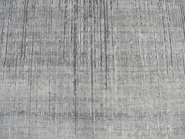 8'0" x 10'4" New Hand Knotted Grey Wool & Silk Rectangle Oriental Rug - MOA10278155