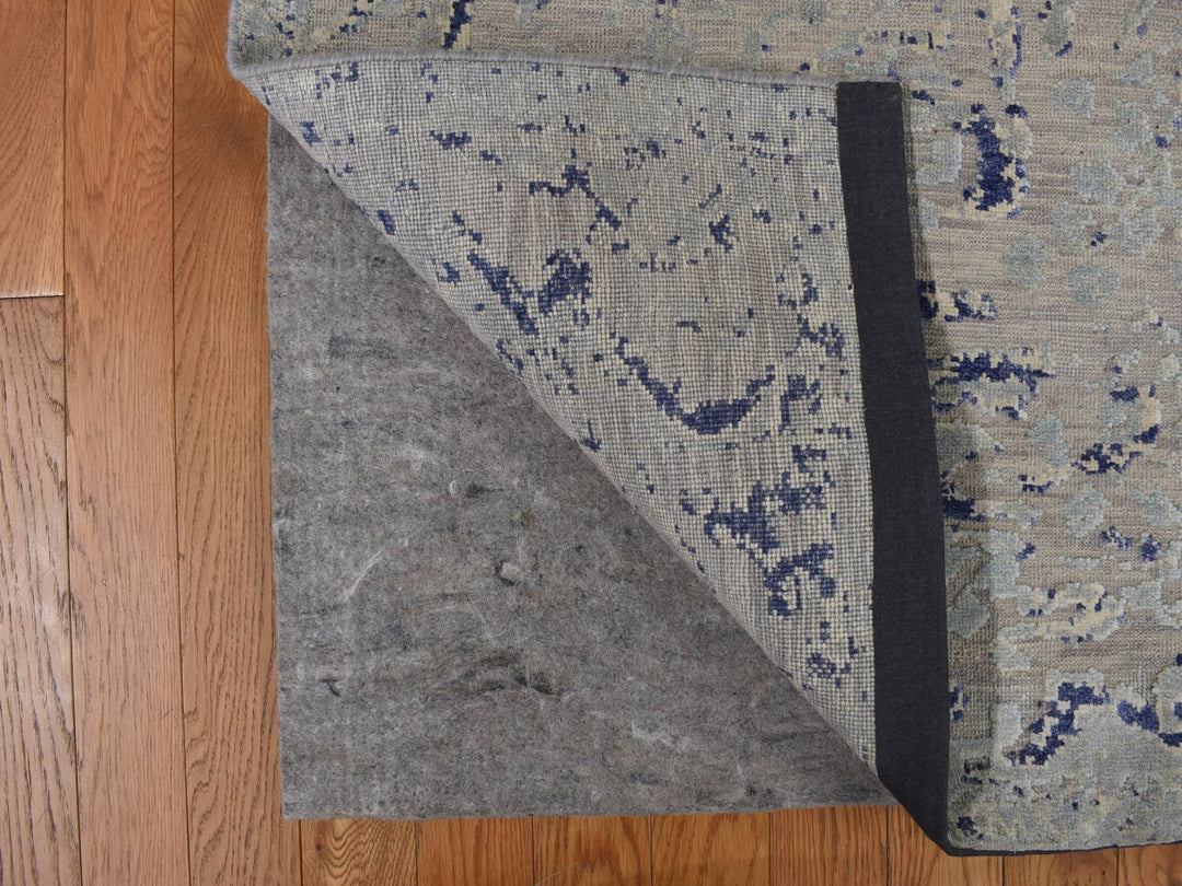 8'8" x 12'1" New Hand Knotted Blue Wool & Silk Rectangle Oriental Rug - MOA10278158