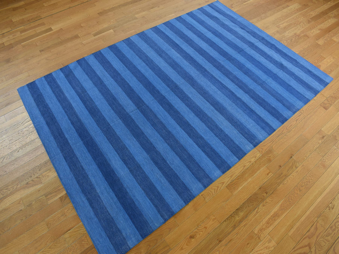 6'0" x 9'3" New Hand Woven Blue Cotton Rectangle Oriental Rug - MOA10278160