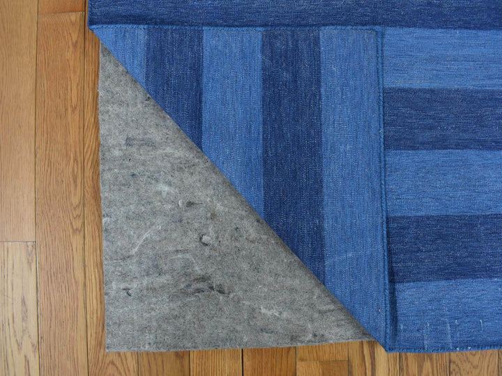 6'0" x 9'3" New Hand Woven Blue Cotton Rectangle Oriental Rug - MOA10278160
