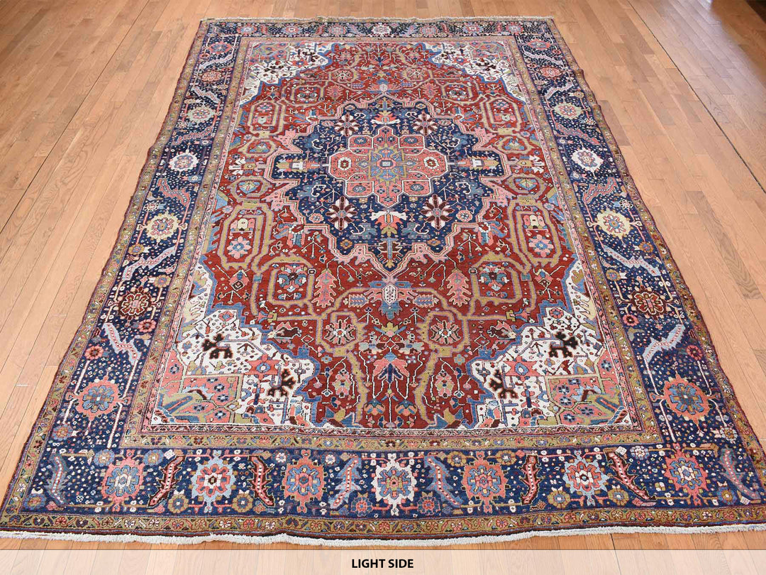 8'3" x 11'9" Vintage Hand Knotted Red Wool Rectangle Oriental Rug - MOA10278162