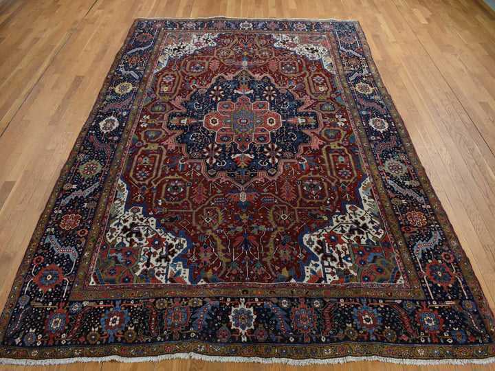 8'3" x 11'9" Vintage Hand Knotted Red Wool Rectangle Oriental Rug - MOA10278162