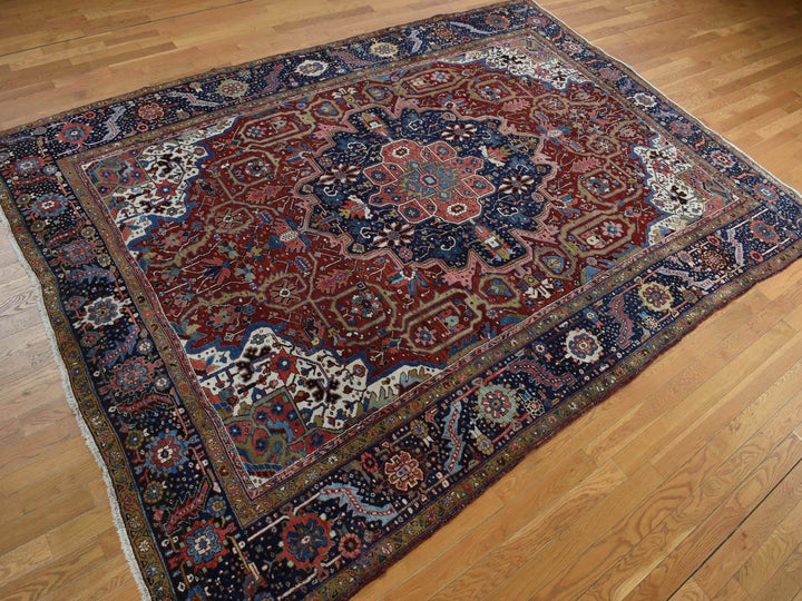 8'3" x 11'9" Vintage Hand Knotted Red Wool Rectangle Oriental Rug - MOA10278162