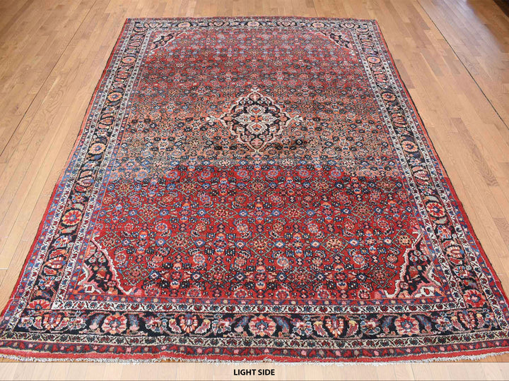 8'5" x 11'3" Vintage Hand Knotted Red Wool Rectangle Oriental Rug - MOA10278163