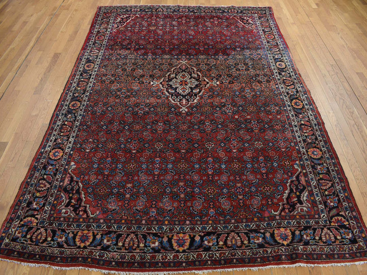 8'5" x 11'3" Vintage Hand Knotted Red Wool Rectangle Oriental Rug - MOA10278163