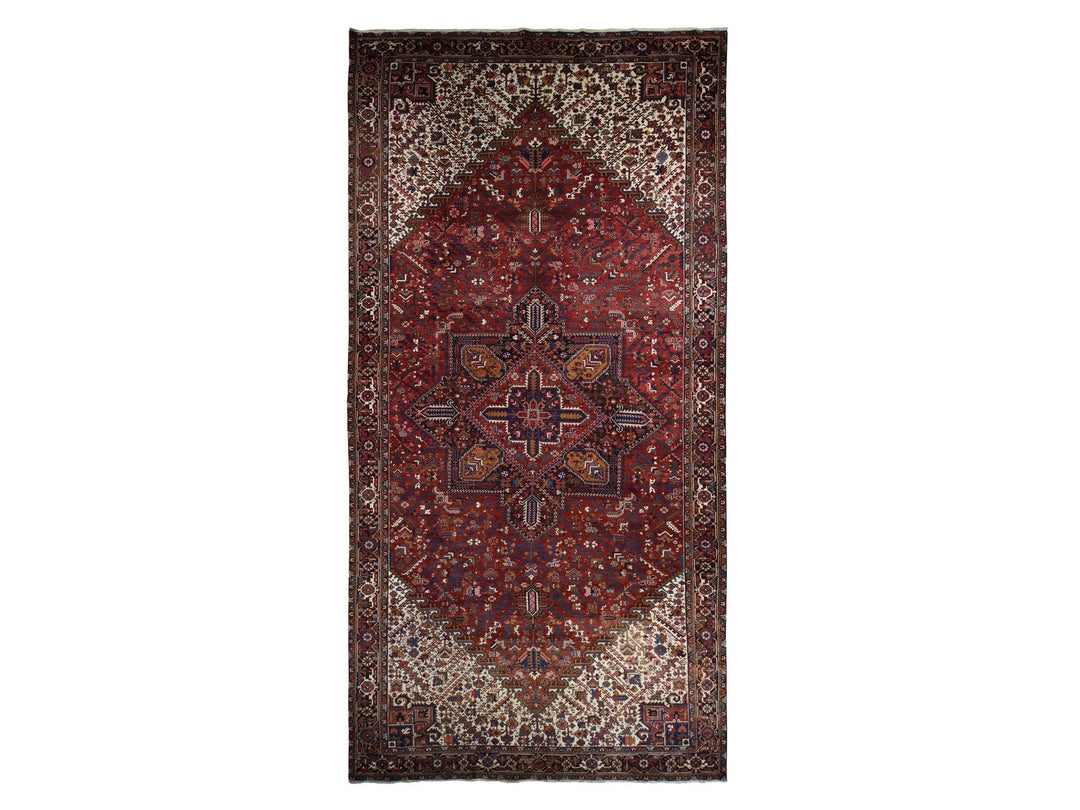 10'9" x 22'5" Vintage Hand Knotted Red Wool Rectangle Oriental Rug - MOA10278172