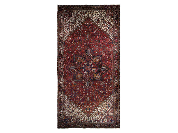 10'9" x 22'5" Vintage Hand Knotted Red Wool Rectangle Oriental Rug - MOA10278172
