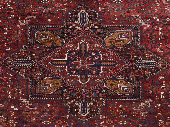 10'9" x 22'5" Vintage Hand Knotted Red Wool Rectangle Oriental Rug - MOA10278172