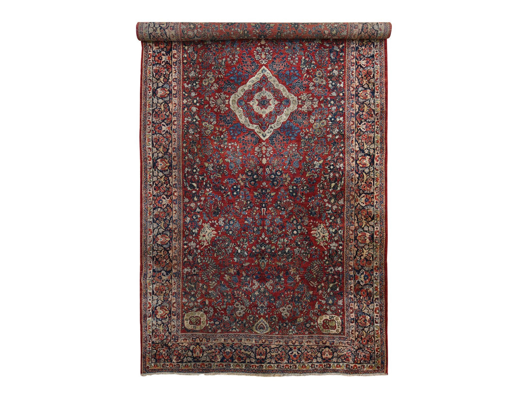 9'0" x 19'4" Vintage Hand Knotted Red Wool Rectangle Oriental Rug - MOA10278173