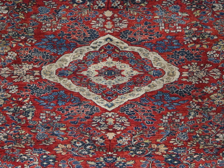 9'0" x 19'4" Vintage Hand Knotted Red Wool Rectangle Oriental Rug - MOA10278173
