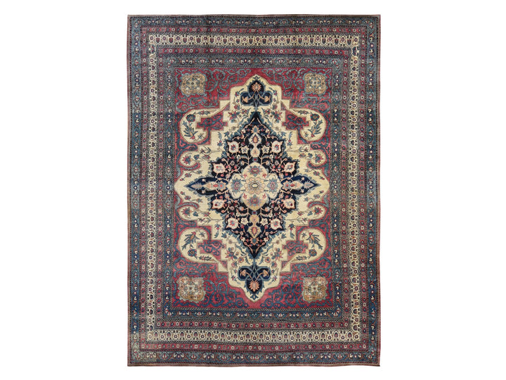 11'1" x 15'4" Vintage Hand Knotted Red Wool Rectangle Oriental Rug - MOA10278174