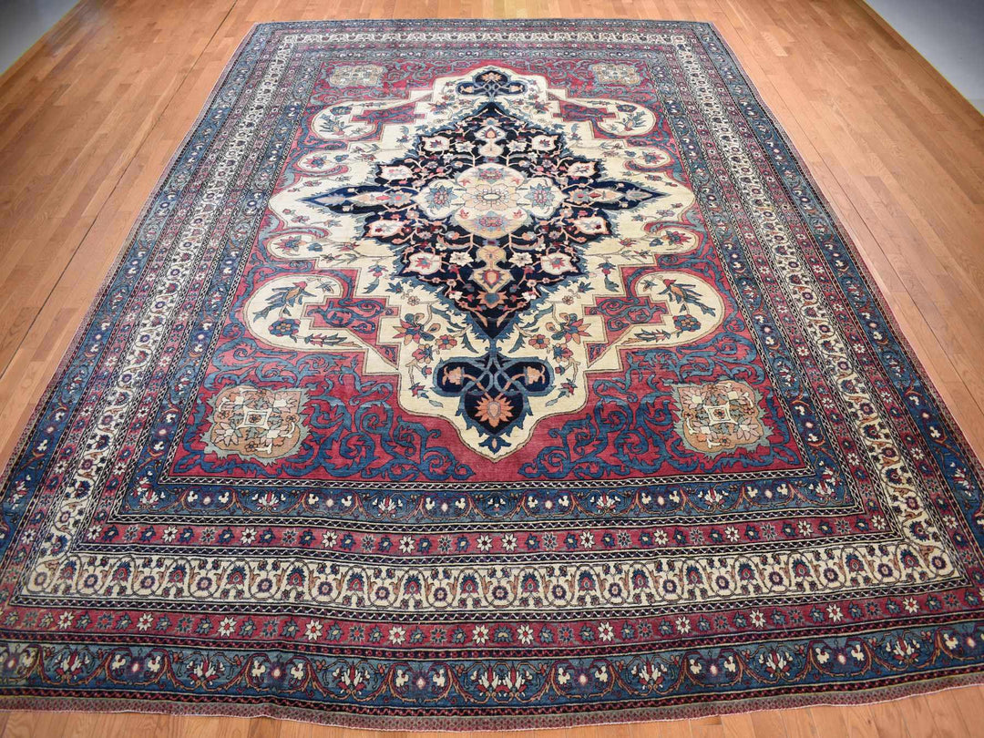 11'1" x 15'4" Vintage Hand Knotted Red Wool Rectangle Oriental Rug - MOA10278174