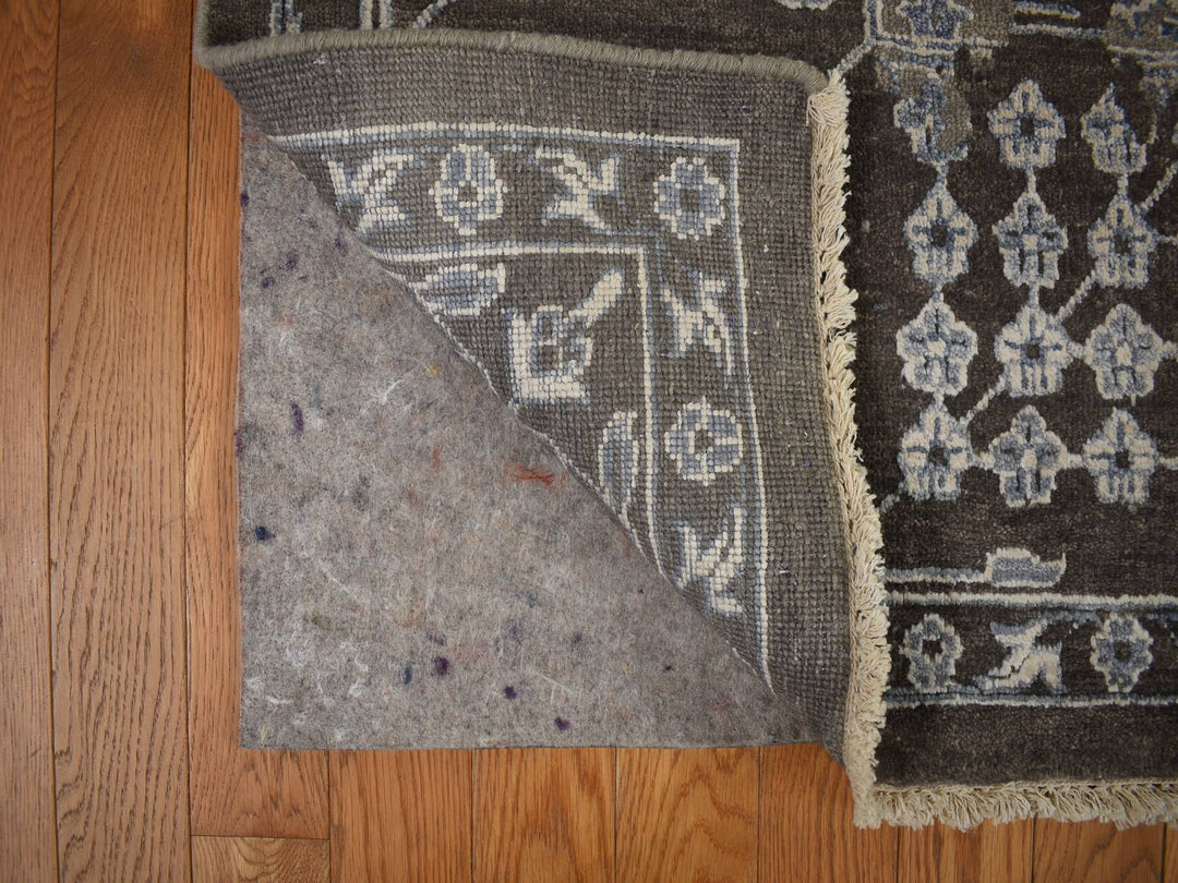 9'1" x 11'10" New Hand Knotted Brown Wool & Silk Rectangle Oriental Rug - MOA10278176