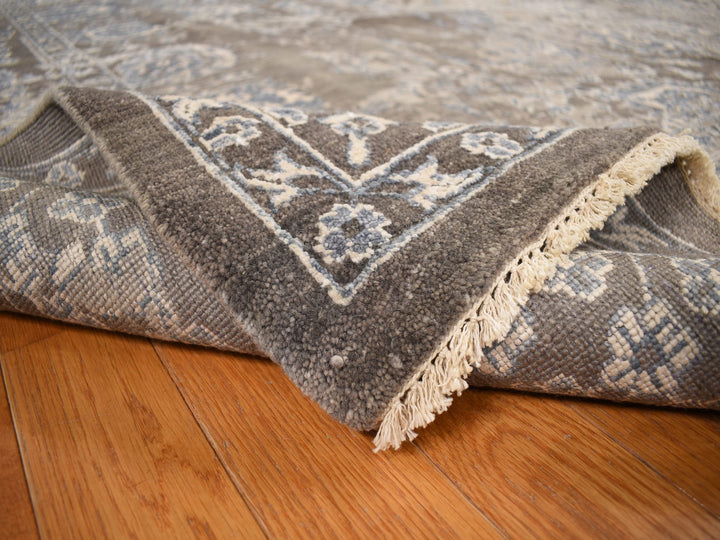 9'1" x 11'10" New Hand Knotted Brown Wool & Silk Rectangle Oriental Rug - MOA10278176