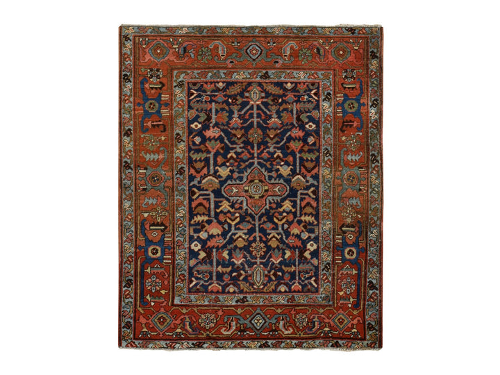 4'6" x 5'6" Vintage Hand Knotted Blue Wool Rectangle Oriental Rug - MOA10278184