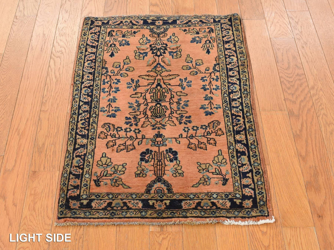 1'10" x 2'8" Vintage Hand Knotted Red Wool Rectangle Oriental Rug - MOA10278186