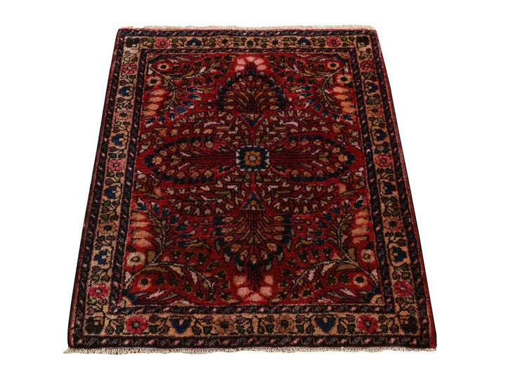 2'0" x 2'6" Vintage Hand Knotted Red Wool Rectangle Oriental Rug - MOA10278187
