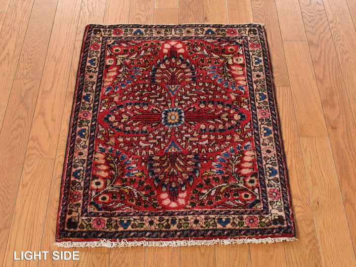 2'0" x 2'6" Vintage Hand Knotted Red Wool Rectangle Oriental Rug - MOA10278187