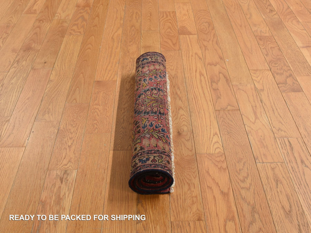 2'0" x 2'6" Vintage Hand Knotted Red Wool Rectangle Oriental Rug - MOA10278187